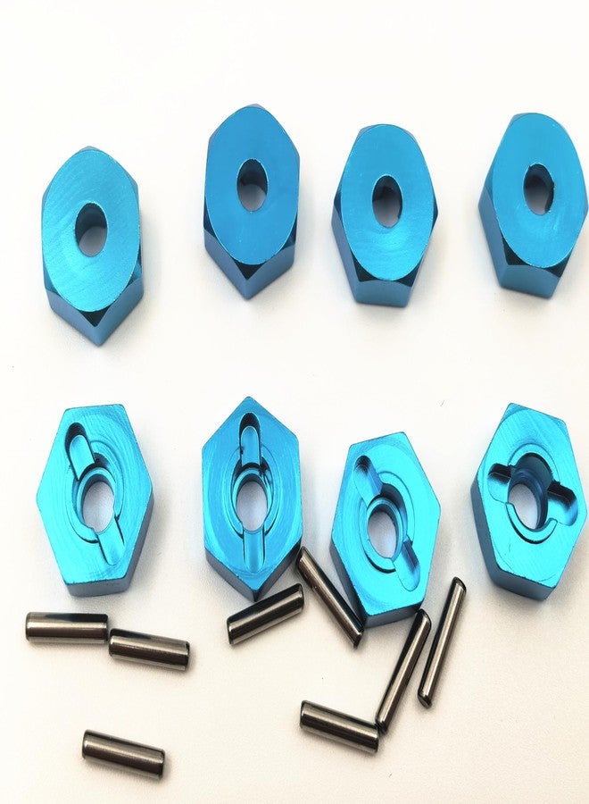 UURCSKY 8pcs/Set Aluminum 12mm Wheel Hex Hubs Drive Adapter 5mm Thickness with 2x10mm pins for Redcat Axial HSP WLtoys Himoto Truck Model Car Upgrade Parts(Blue) - Image 5